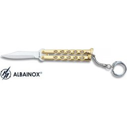 Balisong porte-clé 13,5cm - Couteau papillon doré