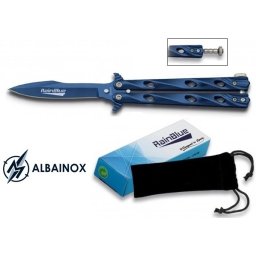 Couteau papillon balisong 20,5cm bleu - ALBAINOX
