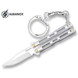 Couteau papillon porte-clé 9cm argenté ALBAINOX