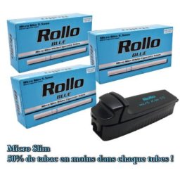 600 Tubes Micro Slim Bleu + Tubeuse Rollo (5.5mm)