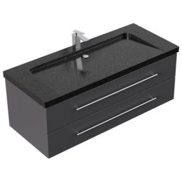 Meuble SDB Damo en anthracite avec une vasque en granitGalaxy Black 130cm
