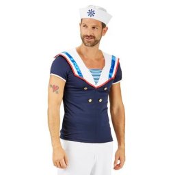 Haut de matelot pour hommes, bleu/blanc/rouge
