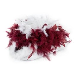 Chapeau de majorette avec plumes, bordeaux/blanc
