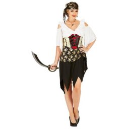 Déguisement Robe de pirate pour femmes, noir/doré