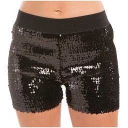 Mini-short à paillettes, noir