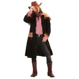 Manteau de cowboy pour hommes, noir/marron