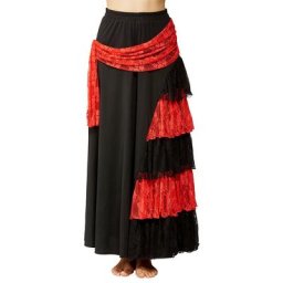 Jupe Flamenco, noir/rouge
