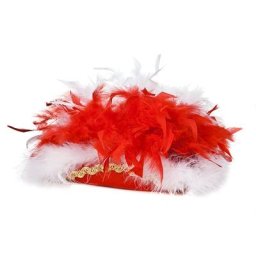 Chapeau de majorette avec plumes pour enfants, rouge/blanc
