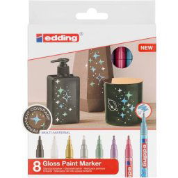 edding Set de marqueurs ""brillant & métallique"", 8 marqueurs