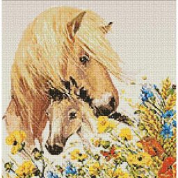 Kit broderie diamant ""chevaux"", 38 x 38 cm