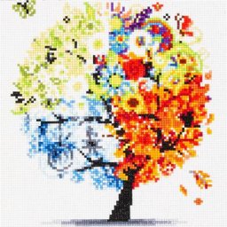 Kit broderie diamant ""arbre des quatres saisons"", 25 x 25 cm