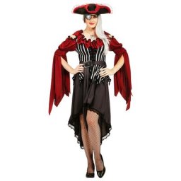 Déguisement Robe de pirate pour femmes, bordeaux/argent
