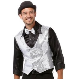 Gilet à paillettes pour hommes, argenté