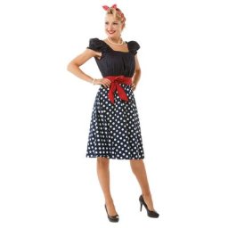 Robe ""années 50"" pour femmes, bleu/blanc
