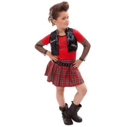 Déguisement punk pour enfants, noir/rouge