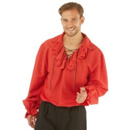 Chemise à volants pour hommes, rouge