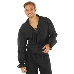 Chemise à volants pour hommes, noir