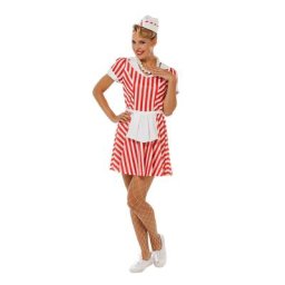 Robe de serveuse américaine, rouge/blanc