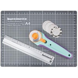 buttinette Set de découpage avec tapis de coupe et cutter rotatif, 30 x 22 cm