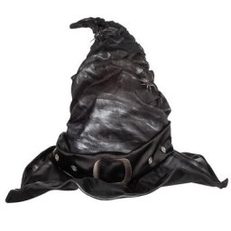 Chapeau de sorcière ""aspect métallique"", noir/argent