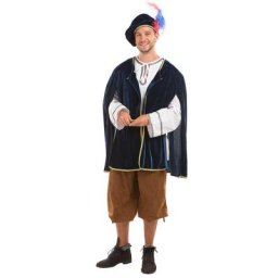 Costume châtelain ""Tristan"", bleu foncé/blanc