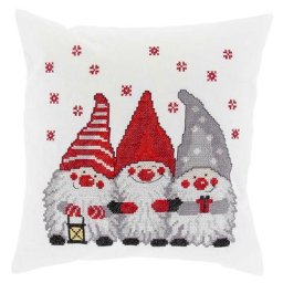Housse de coussin à broder ""3 lutins