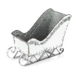 Traîneau en métal, blanc-argent, 33 x 15 cm