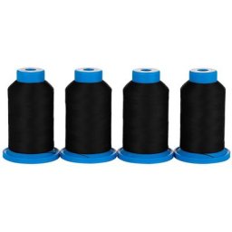 Mettler Seraflock Fil mousse, noir, 4 bobines, grosseur : 120, 1000 m