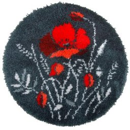 Tapis au point noué ""coquelicot"", 55 cm Ø