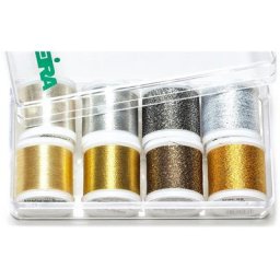 MADEIRA Set de fils à broder métallisés ""doré et argenté"", contenu : 8 bobines