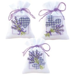 Petits sachets à broder ""lavande"", set de 3 pièces