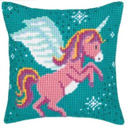 Devant de coussin à broder au point de croix ""licorne