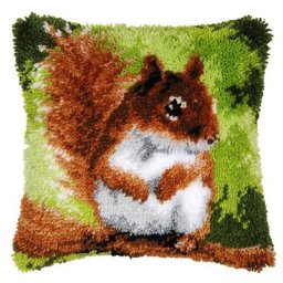 Devant de coussin au point noué ""écureuil