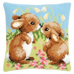 Coussin à broder ""lapins"", 40 x 40 cm