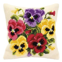 Devant de coussin à broder ""pensées