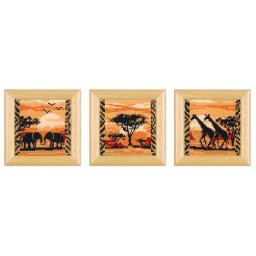 Tableaux à broder ""Afrique"", 8 x 8 cm, set de 3 pièces
