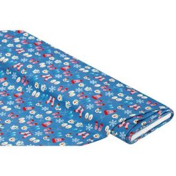 Albstoffe Tissu jersey ""ProtectMe oiseaux/neige"", bleu/multicolore