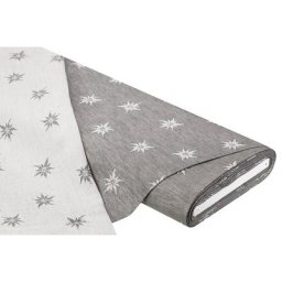 Tissu jacquard lin-coton ""edelweiss"", graphite/écru