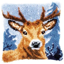 Devant de coussin au point noué ""cerf