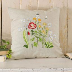 Housse de coussin à broder ""fleurs des champs