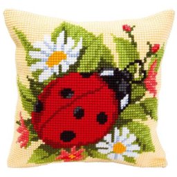 Devant de coussin à broder ""coccinelle