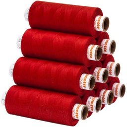 buttinette Lot de 10 bobines de fil à coudre universel, rouge, grosseur : 100