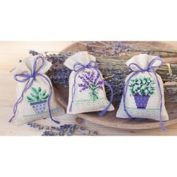 Sachets senteurs à broder ""rêve de lavande"", 3 pièces