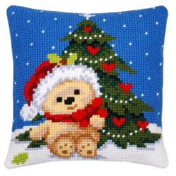Devant de coussin à broder ""ours de Noël