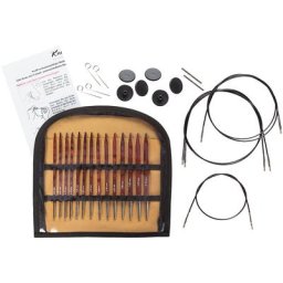 Knit Pro Set de 7 aiguilles circulaires ""Cubics"", carrées, en bois de bouleau, n° 4–8