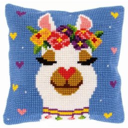 Devant de coussin à broder au point de croix ""lama