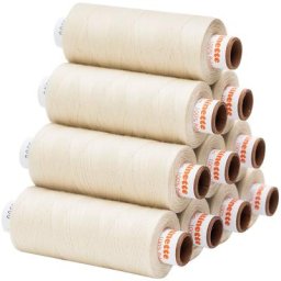 buttinette Lot de 10 bobines de fil à coudre universel, écru, grosseur : 100