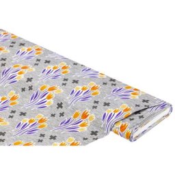 Albstoffe Tissu jersey en coton biologique ""bouquet"", gris multicolore