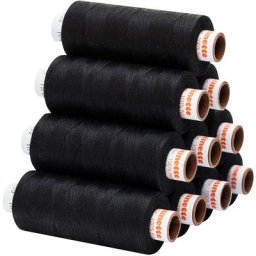 buttinette Lot de 10 bobines de fil à coudre universel, noir, grosseur : 100