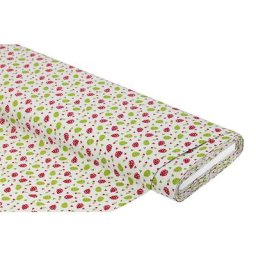 Tissu coton ""œufs de Pâques"", gris clair/rouge, de la série ""Mona
